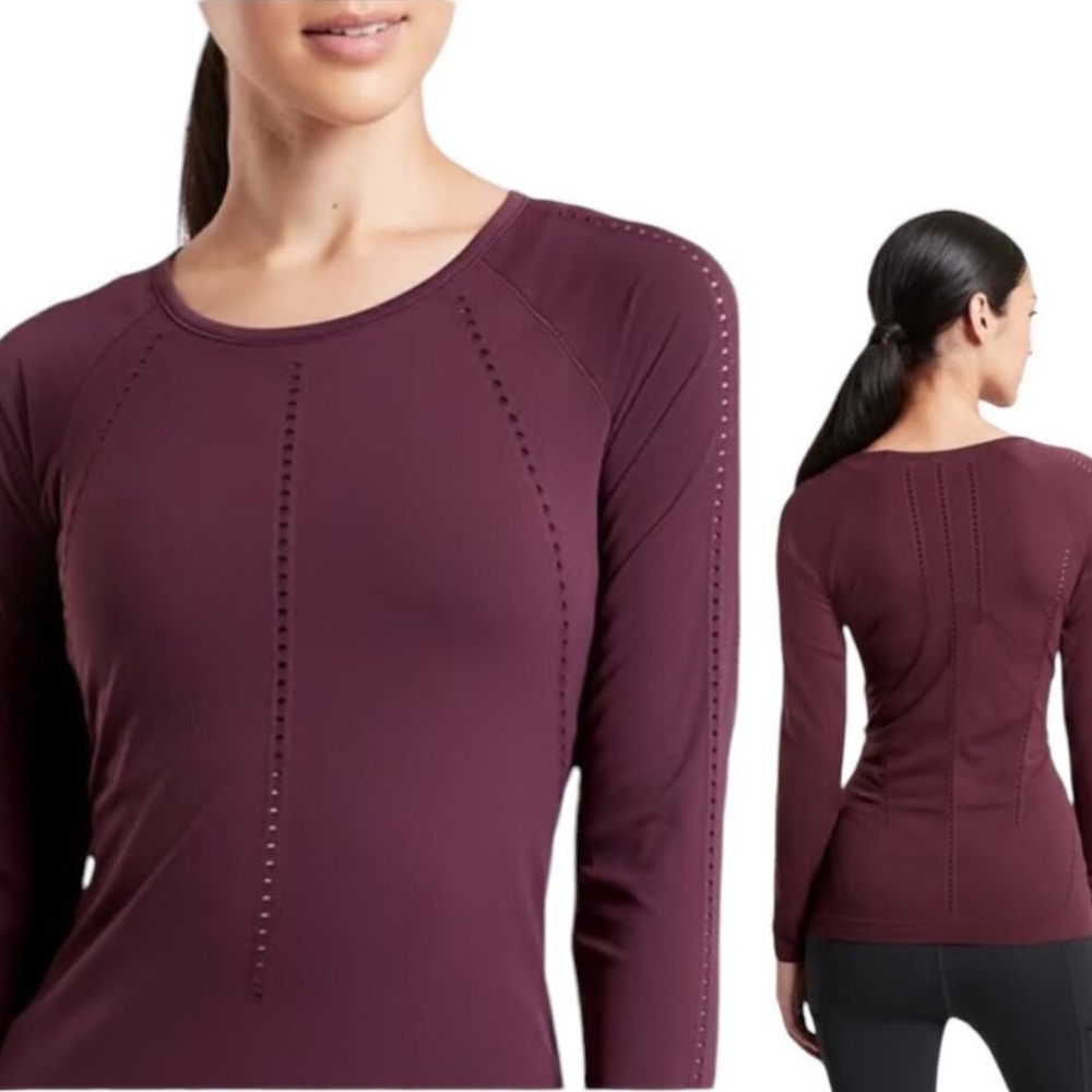 EUC Athleta Foothill Seamless Long Sleeve Burgundy Size Small